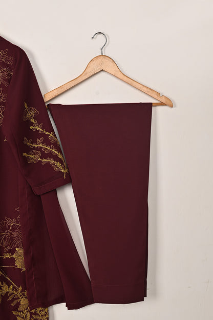 RTW-287-Maroon -  3Pc Ready to Wear Embroidered Chiffon Dress