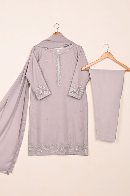RTW-218-Light Purple -  3Pc Ready to Wear Embroidered Chiffon Dress