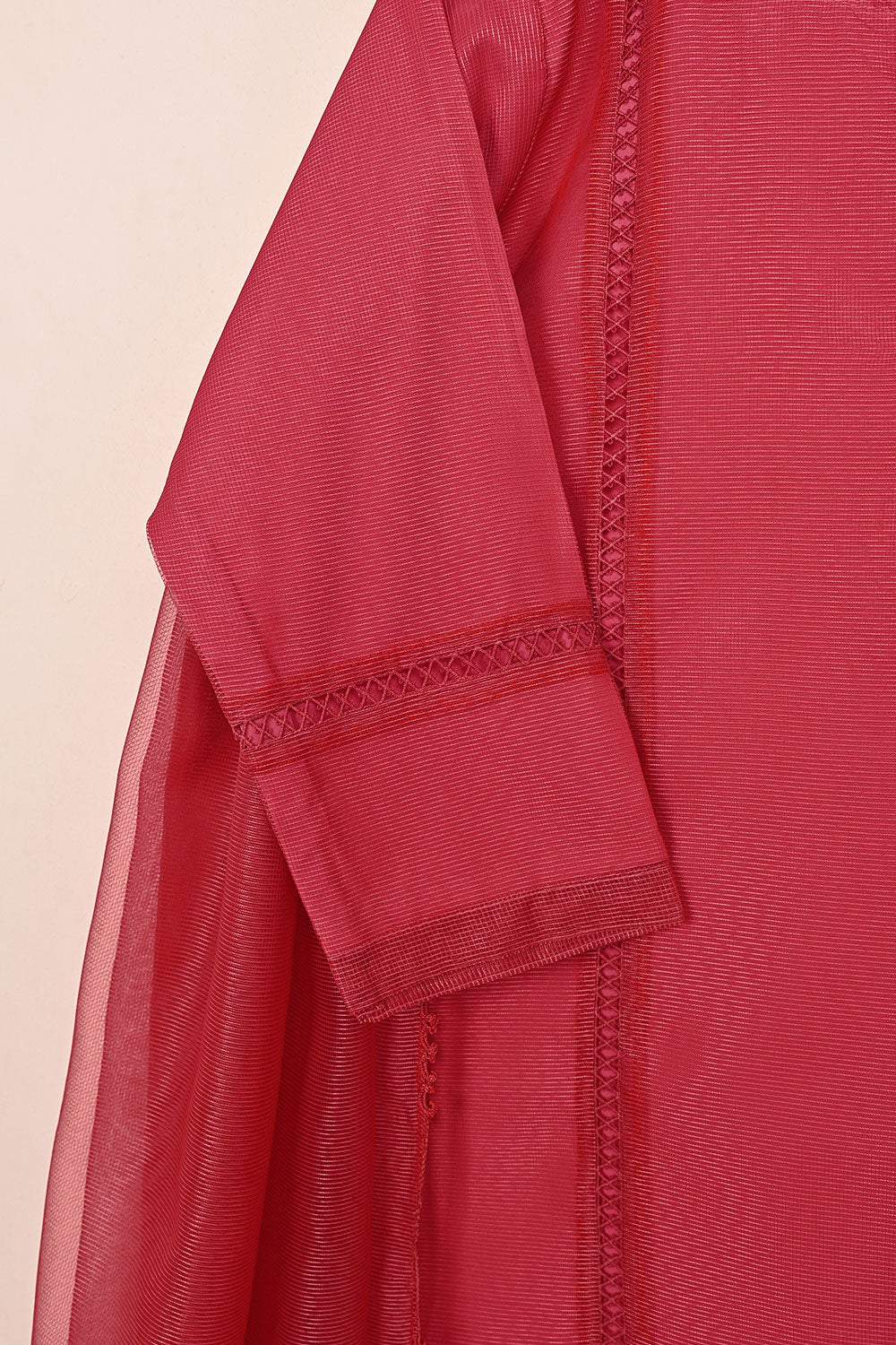 RTW-236-Cherry Pink -  3Pc Ready to Wear Javeria Net Dress