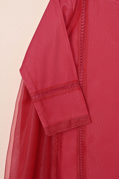RTW-236-Cherry Pink -  3Pc Ready to Wear Javeria Net Dress