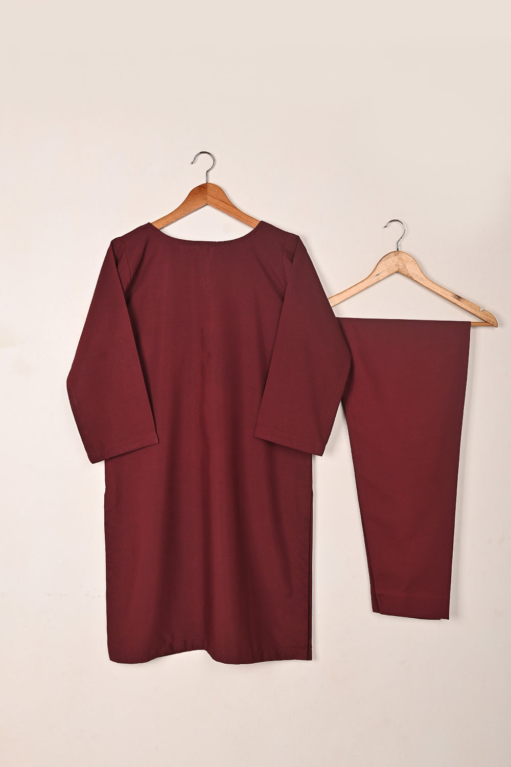 STP-237A-Maroon - 2Pc Ready to Wear Malai Solid Dress