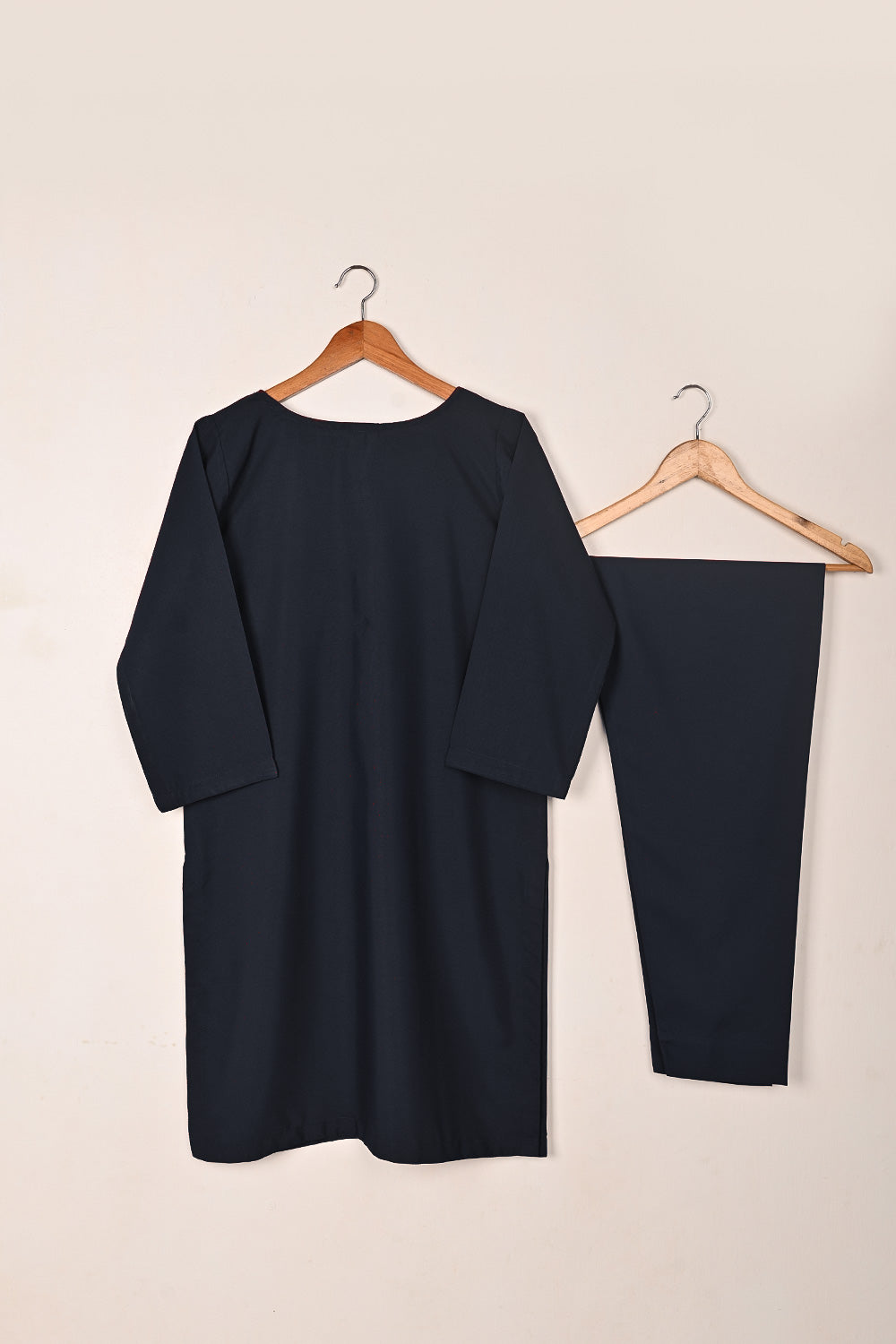 STP-237D-Navy Blue  - 2Pc Ready to Wear Malai Solid Dress