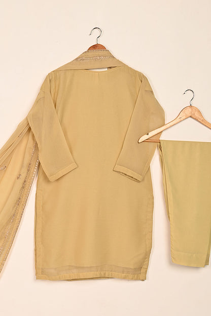 RTW-189-Skin - 3Pc Ready to Wear Embroidered Adda Work Chiffon Dress