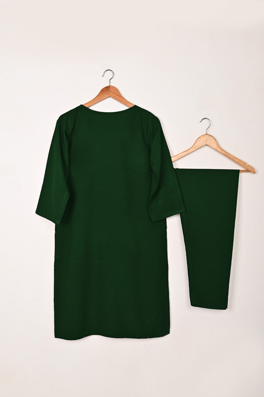 STP-218C-Green - 2Pc Ready to Wear Malai Solid Dress