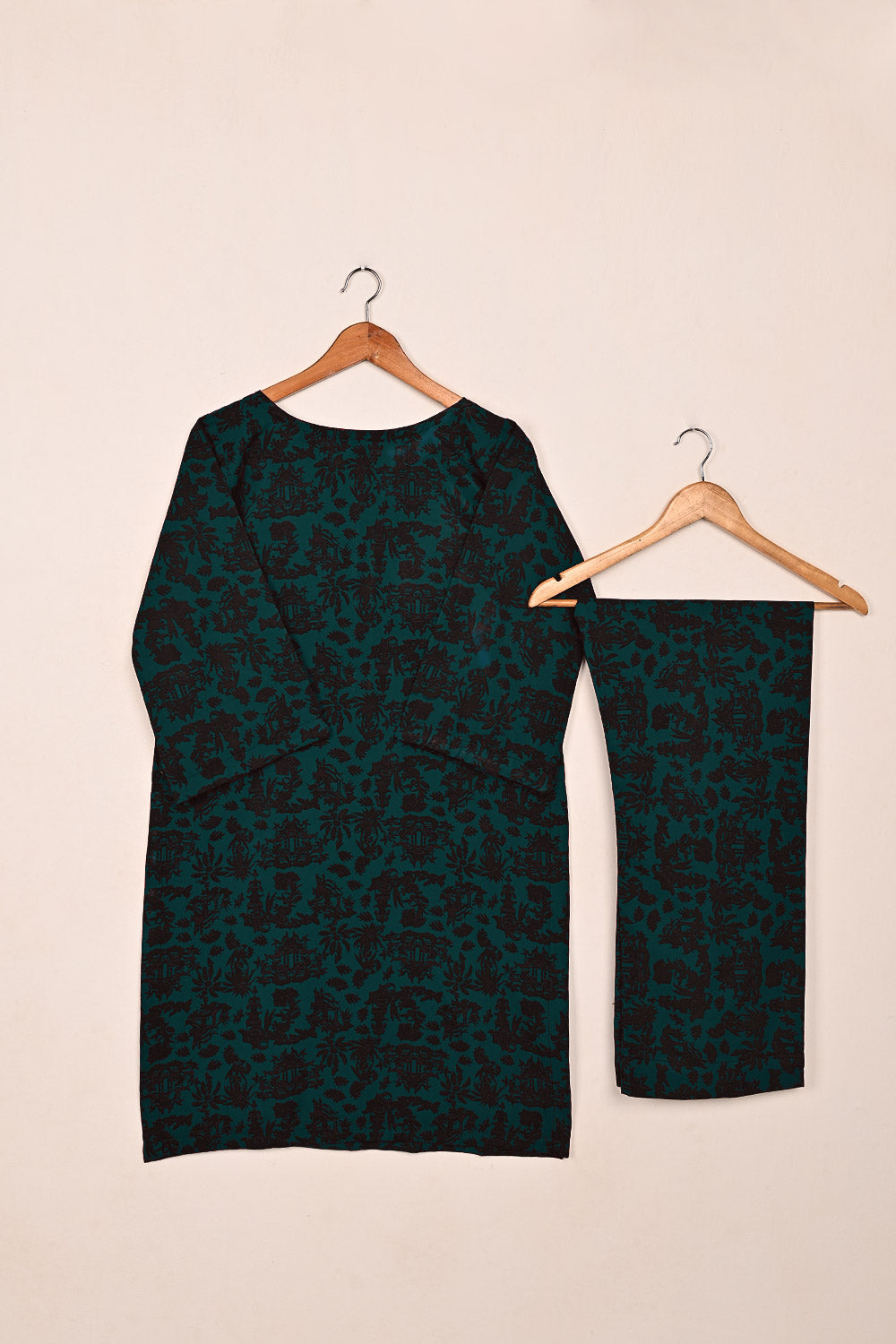 STP-201B-Turquoise - 2Pc Ready to Wear Malai Printed Co-Ord Dress