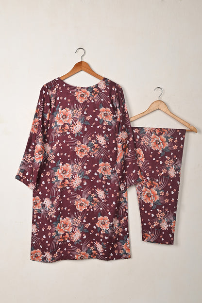 STP-289A-Maroon - 2Pc Ready to Wear Digital Printed Winter Linen Co-Ord Set