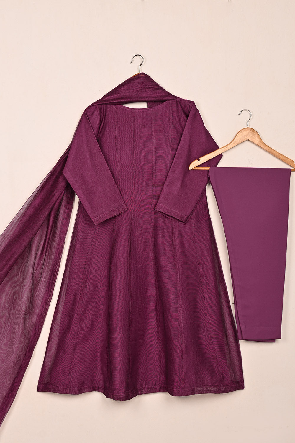 RTW-226-Royal Fuchsia -  3Pc Ready to Wear Khaddi Net Frock