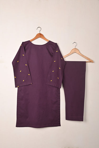 STP-250A-Purple  - 2Pc Ready to Wear Embroidered Cambric Dress