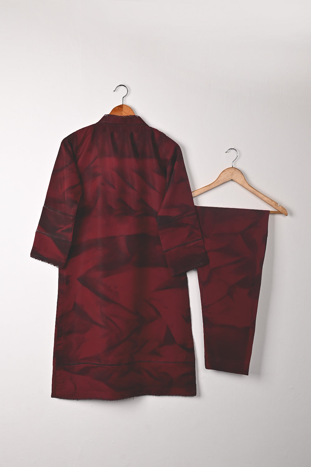 STP-299A-Maroon - 2Pc Ready to Wear Spray Contoured Co-Ord Set