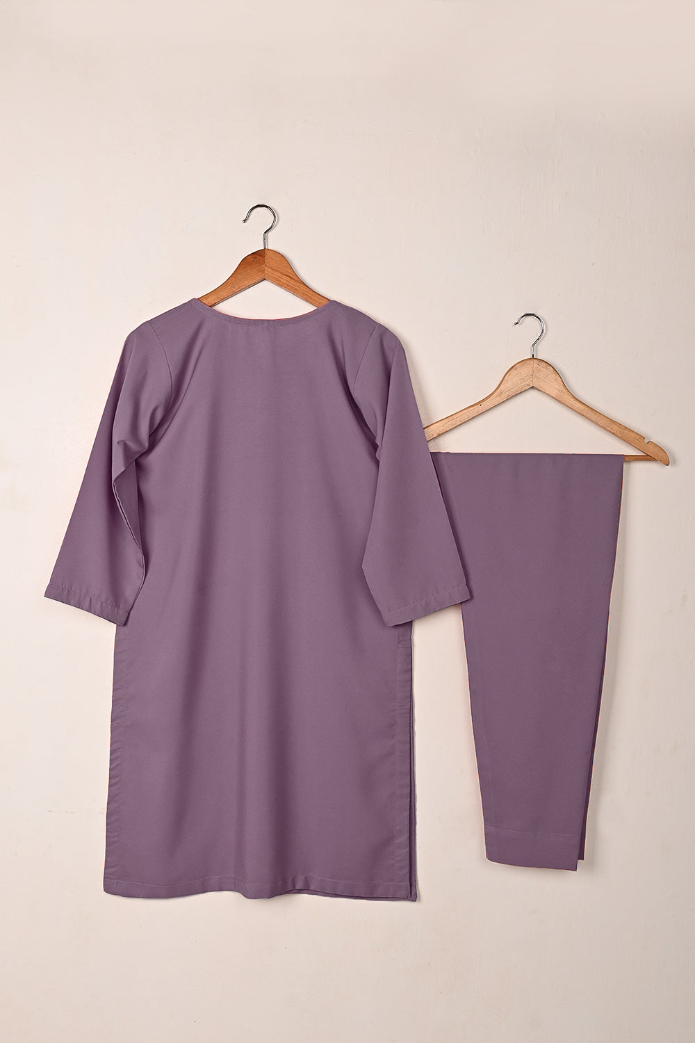 STP-218B-Light Purple - 2Pc Ready to Wear Malai Solid Dress