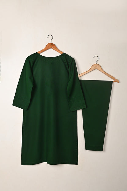 STP-265A-Bottle Green - 2Pc Ready to Wear Malai Solid Dress