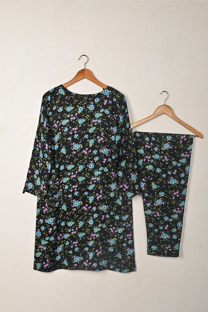 STP-278A- Black - 2Pc Ready to Wear Digital Printed Winter Linen Co-Ord Set