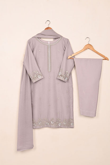 RTW-218-Light Purple -  3Pc Ready to Wear Embroidered Chiffon Dress
