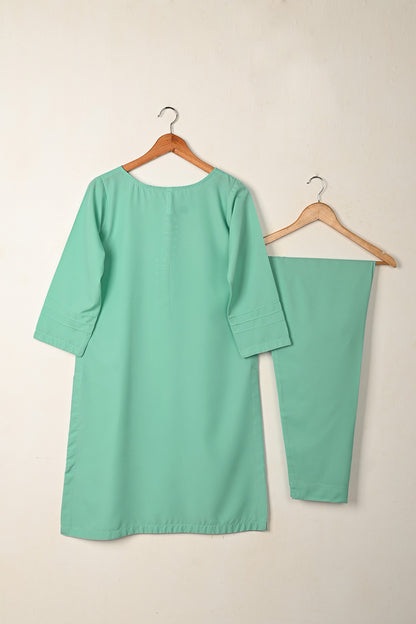 STP-265B-Sea Green - 2Pc Ready to Wear Malai Solid Dress