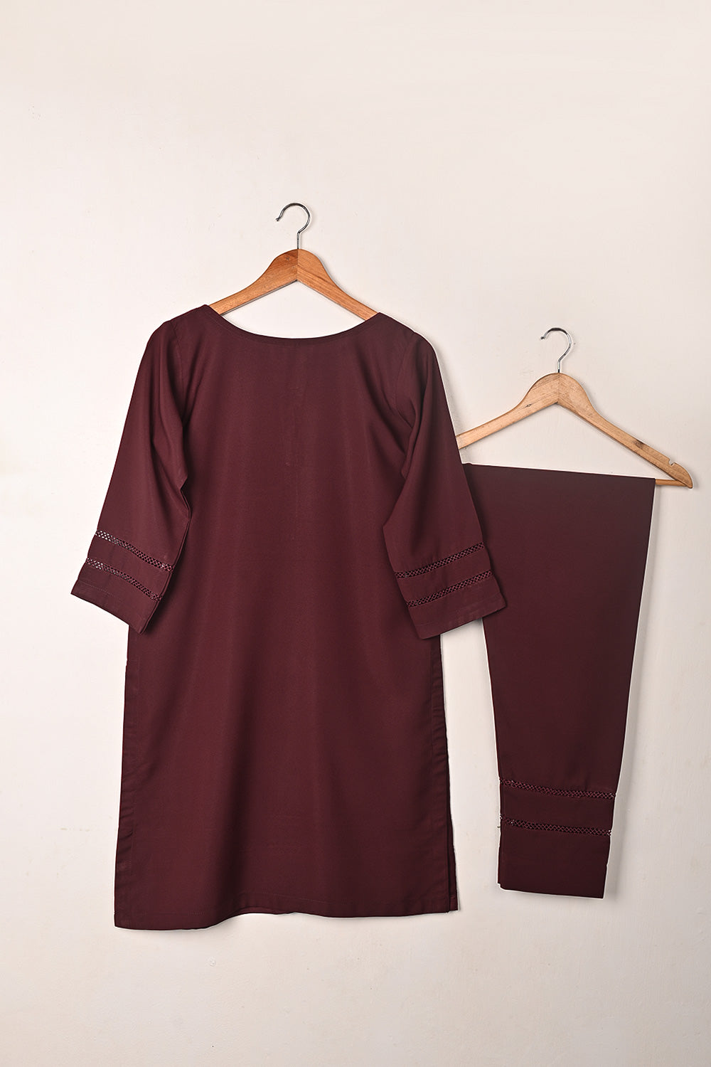 STP-247A-Maroon - 2Pc Ready to Wear Malai Solid Dress