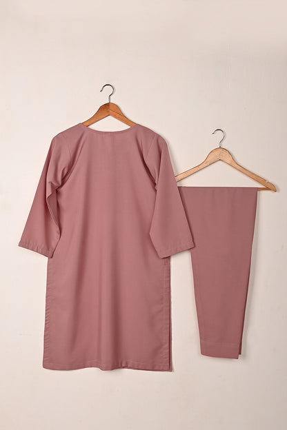 STP-218F-Tea Pink - 2Pc Ready to Wear Malai Solid Dress