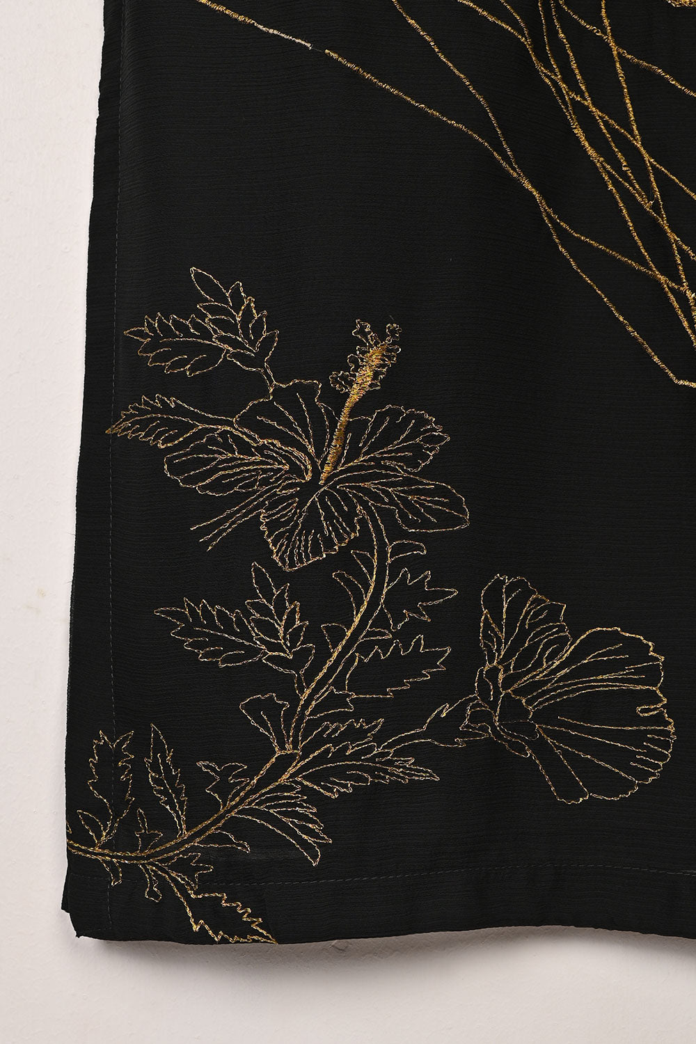 RTW-279-Black -  3Pc Ready to Wear Embroidered Chiffon Dress