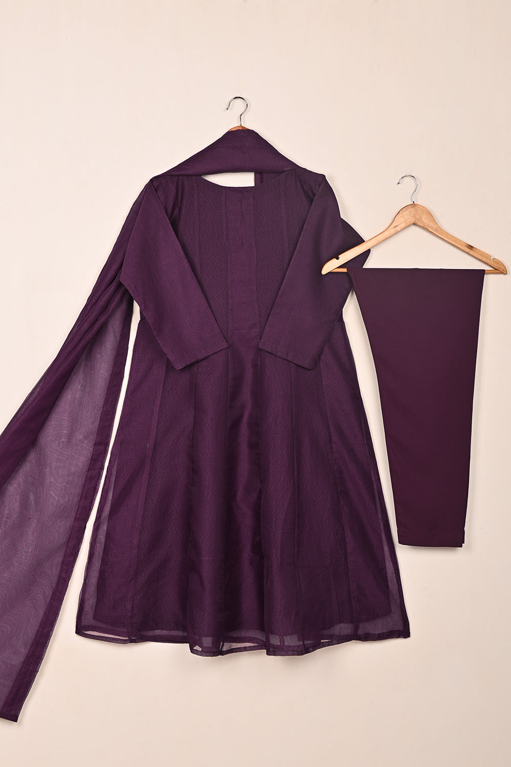 RTW-250-Purple -  3Pc Ready to Wear Javeria Net Frock