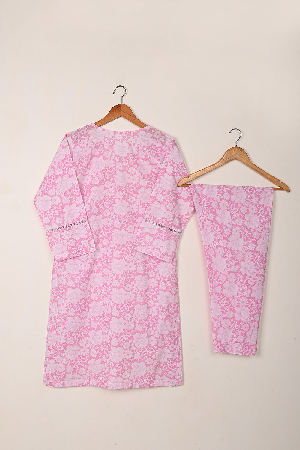 STP-226A-Pink - 2 Pc Ready to Wear Embroidered Cotton Printed Co-Ord Dress