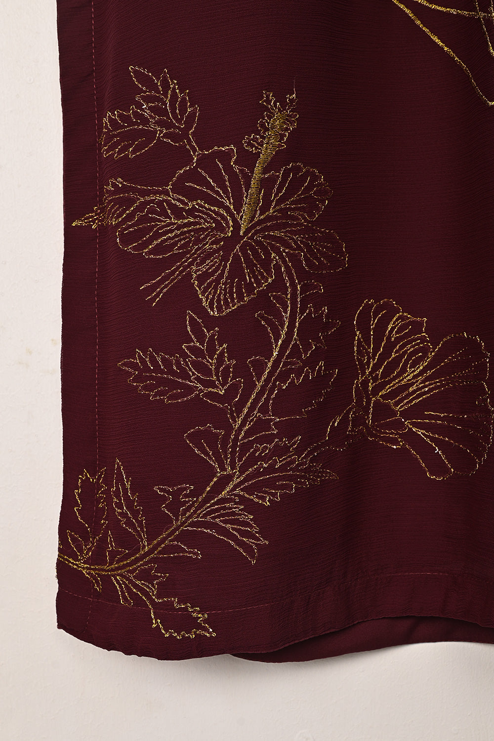 RTW-287-Maroon -  3Pc Ready to Wear Embroidered Chiffon Dress