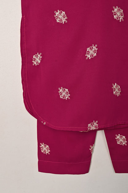 TKF-287-Fuchsia - Kids 2Pc Ready to Wear Malai Embroidered Dress