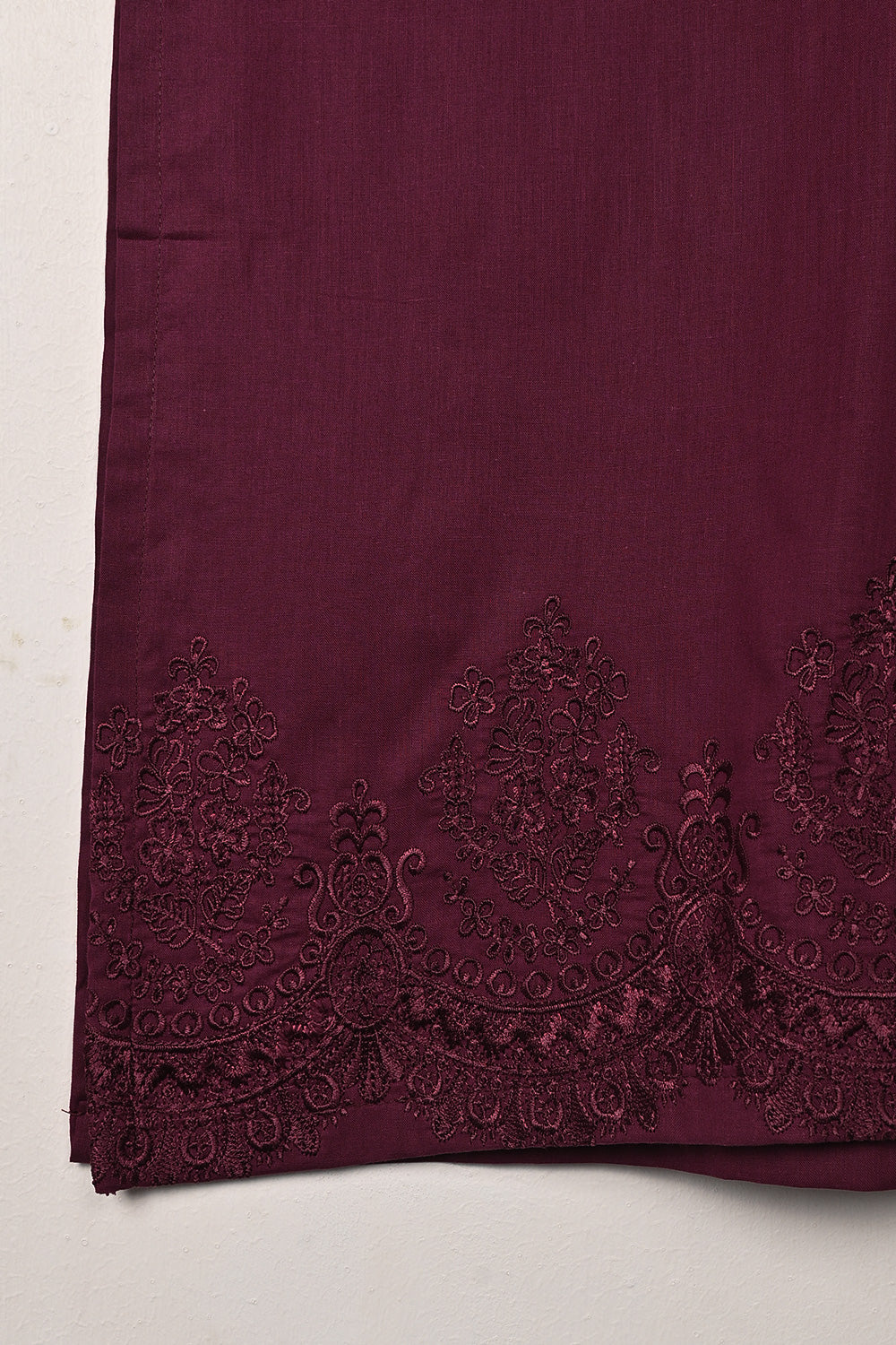 STP-231A-Maroon - 2PC READY TO WEAR  EMBROIDERED COTTON DRESS