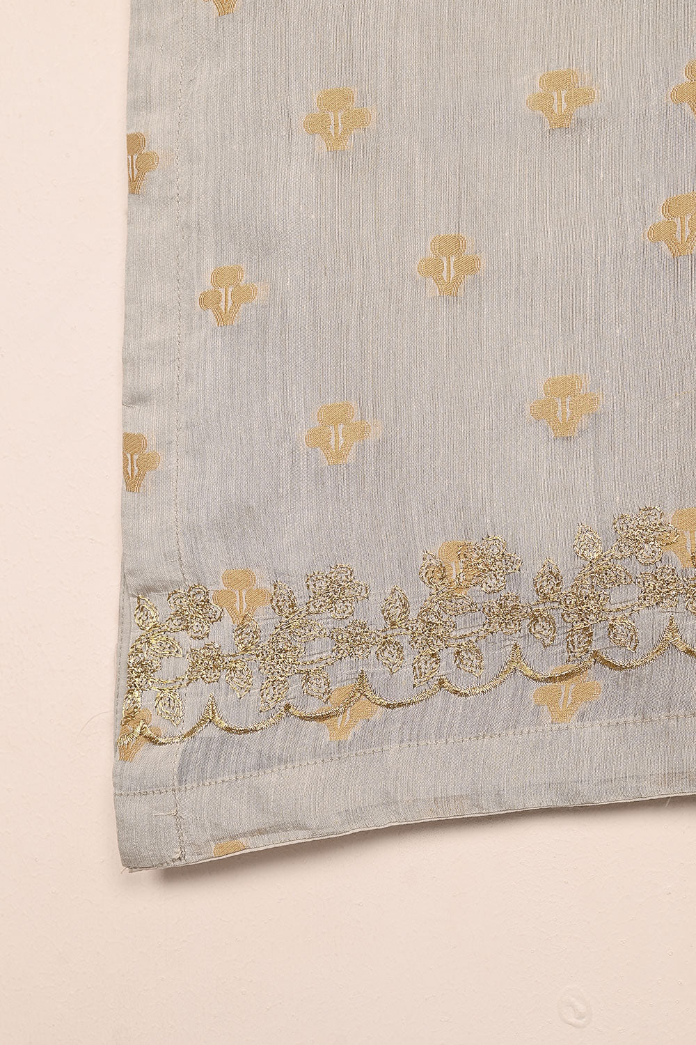 RTW-214-Grey - 3Pc Stitched Jacquard Paper Cotton Embroidered Dress