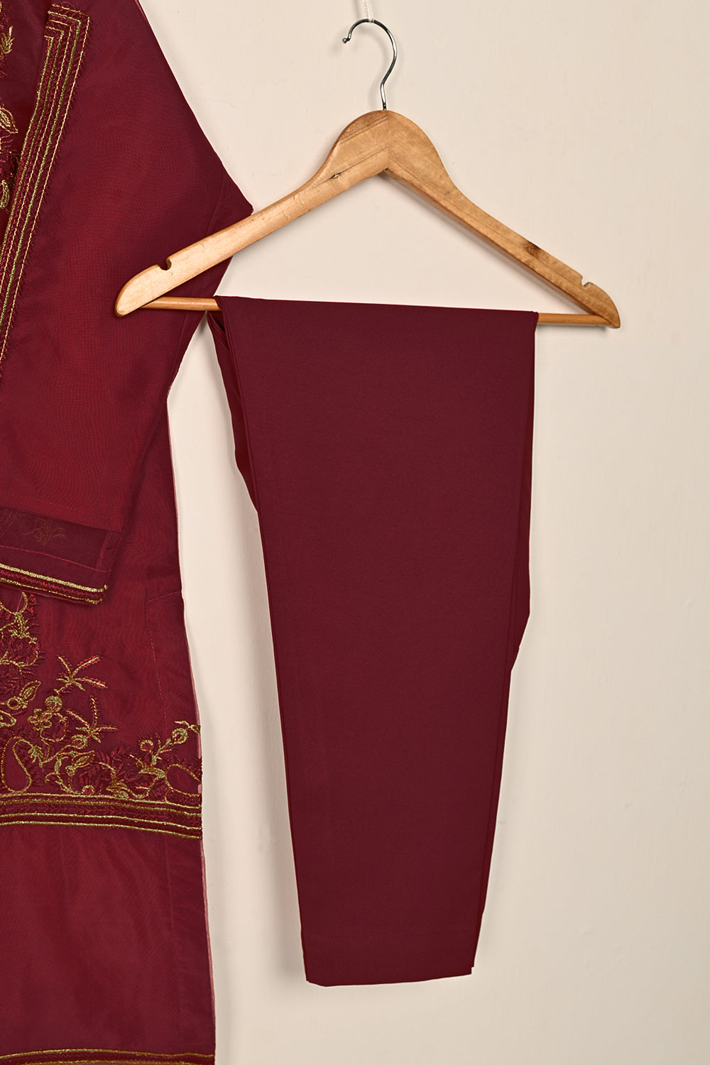 STP-125B-Maroon - 2Pc Organza With Malai Trouser