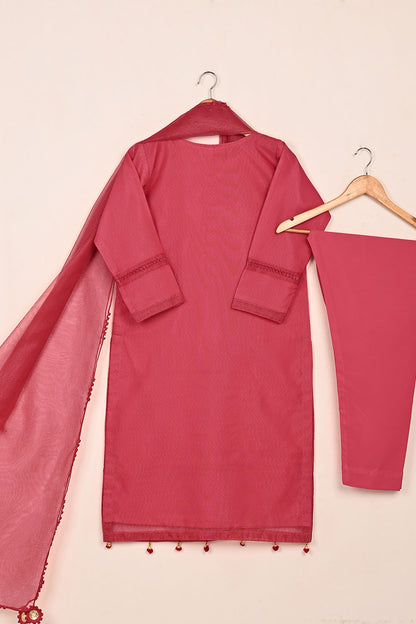 RTW-236-Cherry Pink -  3Pc Ready to Wear Javeria Net Dress