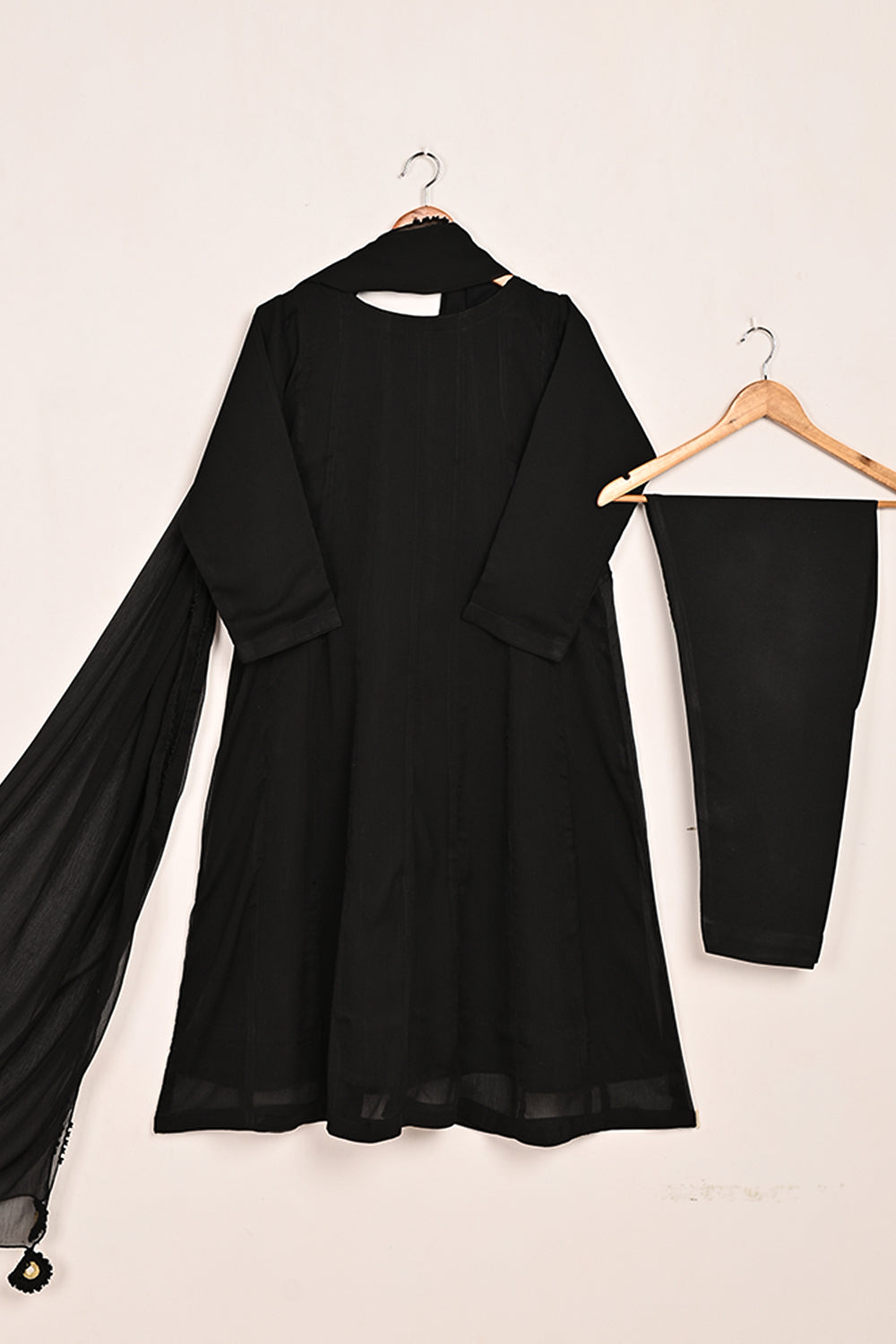 RTW-193-Black -  3Pc Ready To Wear Chiffon Frock