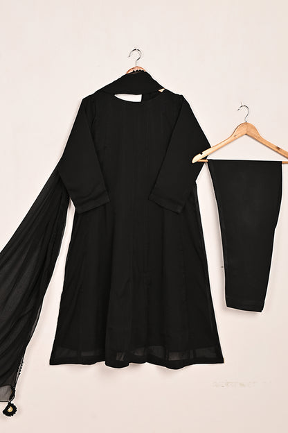 RTW-193-Black -  3Pc Ready To Wear Chiffon Frock