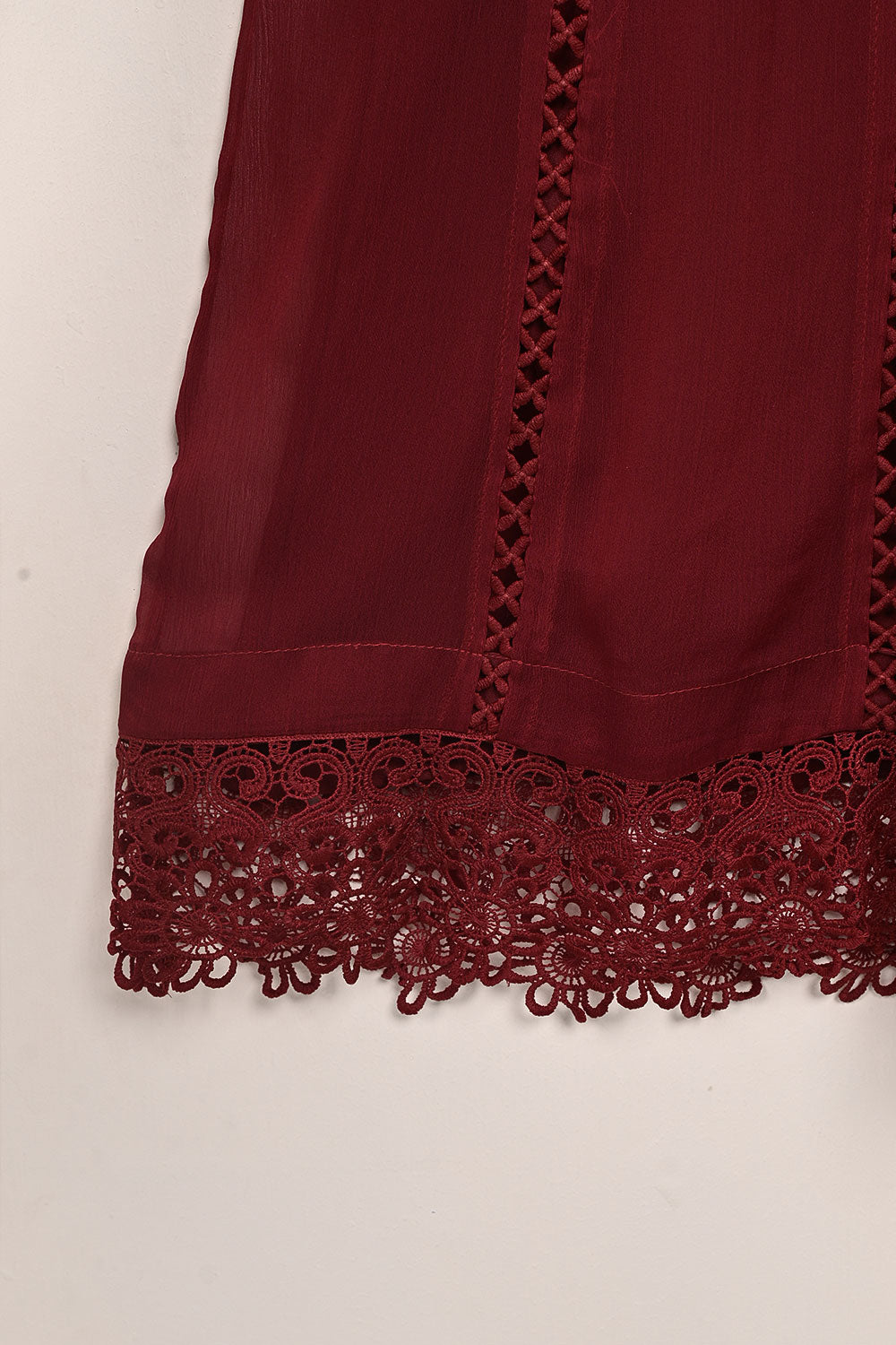 RTW-195-Maroon -  3Pc Ready To Wear Chiffon Frock