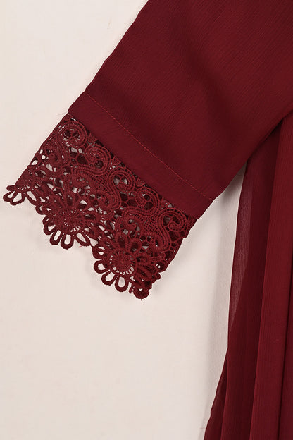 RTW-195-Maroon -  3Pc Ready To Wear Chiffon Frock