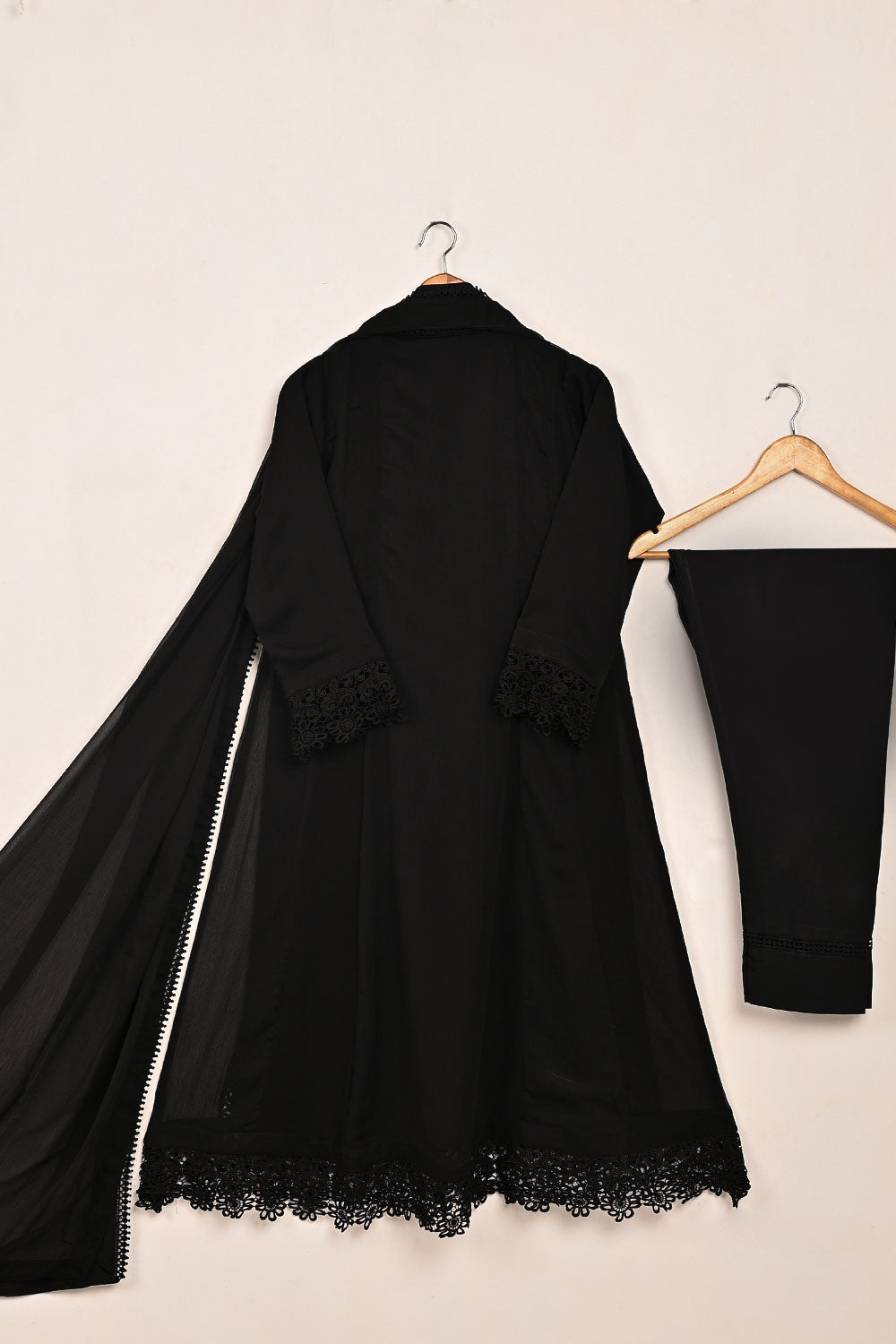 RTW-180-Black -  3Pc Ready To Wear Chiffon Frock