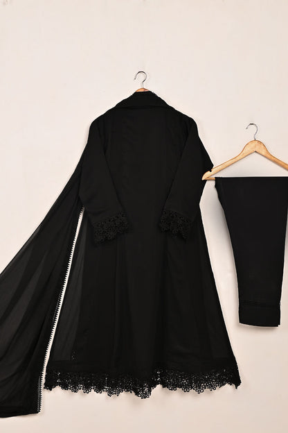 RTW-180-Black -  3Pc Ready To Wear Chiffon Frock