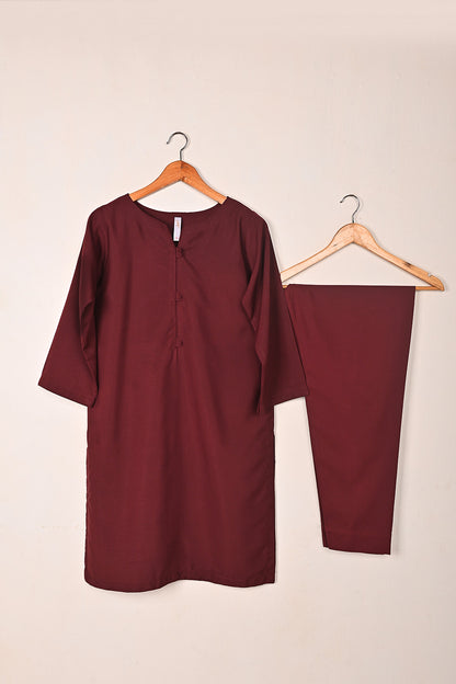 STP-237A-Maroon - 2Pc Ready to Wear Malai Solid Dress