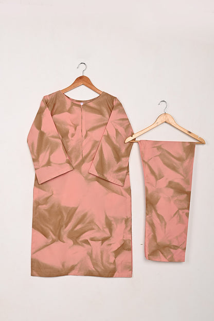STP-206J-Tea Pink - Women 2Pc Ready to Wear Spray Contoured Malai Fabric Co-Ord Set