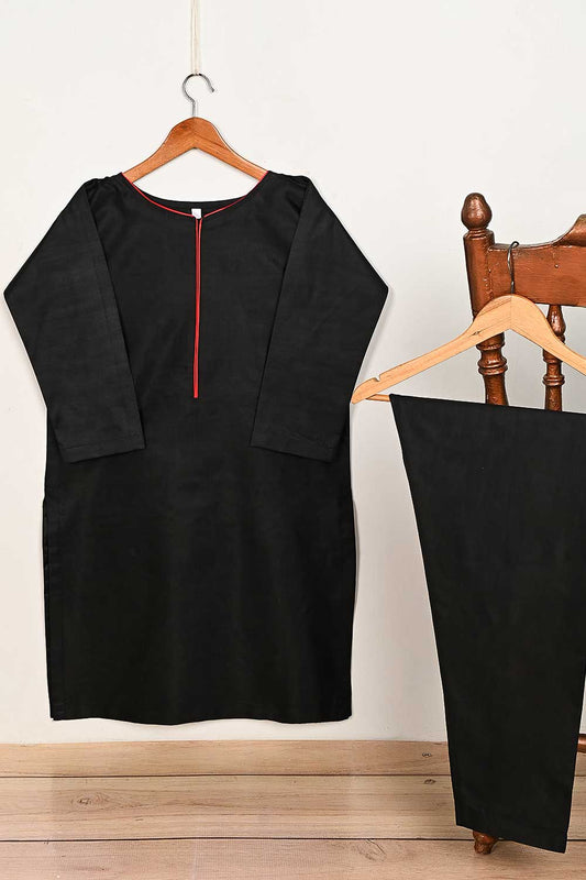 STP-163A-Black - 2Pc Soft Pc Cotton Dress With Soft Pc Cotton Trouser