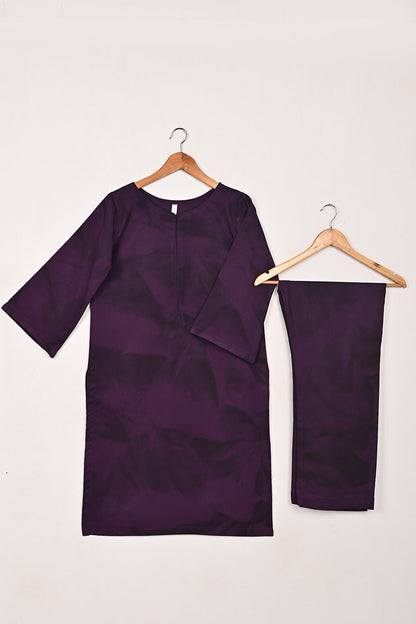 STP-206S-Dark Purple - 2Pc Ready to Wear Spray Contoured Malai Fabric Co-Ord Set