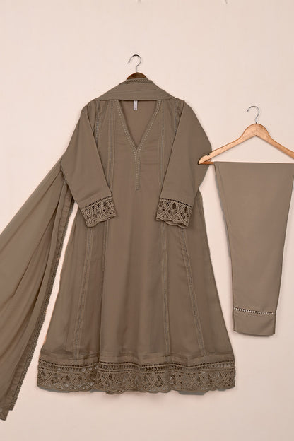RTW-247-Brown - 3Pc Ready To Wear Chiffon Frock