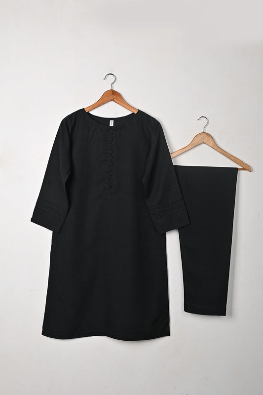 STP-269B-Black - 2Pc Ready to Wear Malai Solid Dress