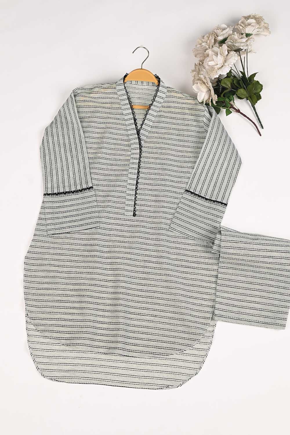 STP-167A-Grey - 2PC SELF JACQUARD LAWN STITCHED