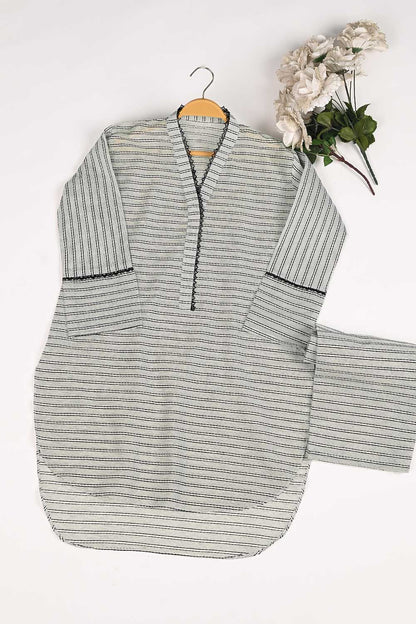 STP-167A-Grey - 2PC SELF JACQUARD LAWN STITCHED