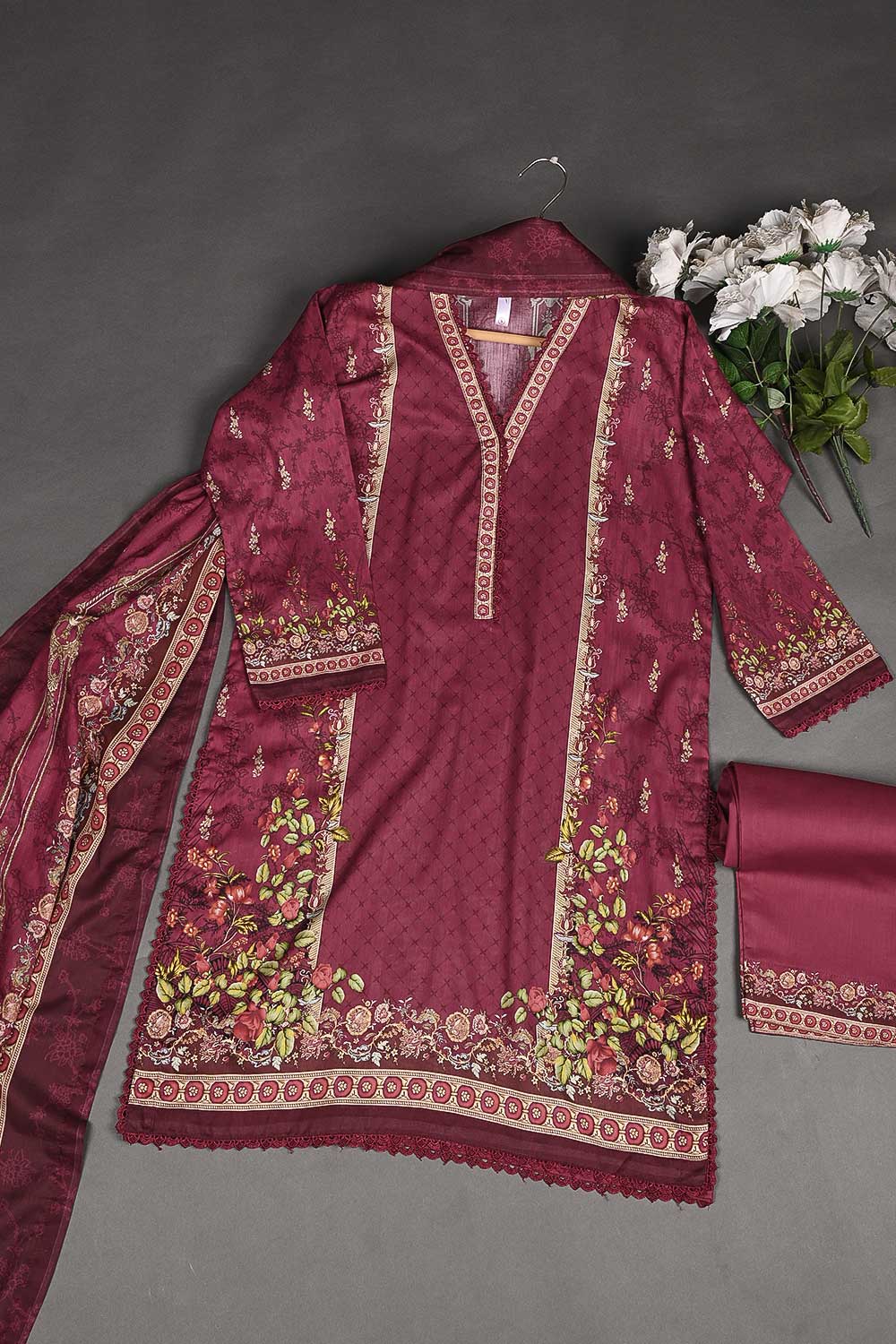 LT-006 - Three Piece Ready To Wear Digital Printed Lawn Dress With Digital Printed Swiss Voile Lawn Dupatta