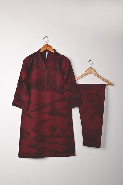 STP-299A-Maroon - 2Pc Ready to Wear Spray Contoured Co-Ord Set