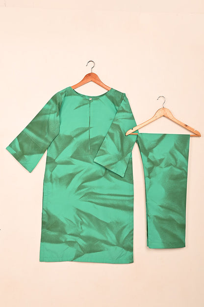 STP-206C-Aqua green - Women 2Pc Ready to Wear Spray Contoured Malai Fabric Co-Ord Set