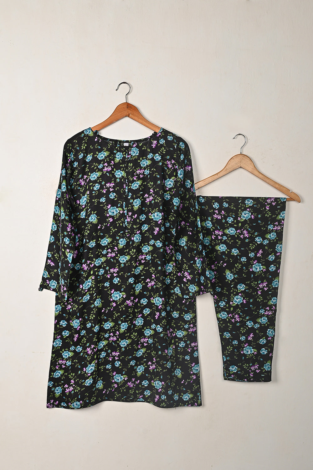 STP-278A- Black - 2Pc Ready to Wear Digital Printed Winter Linen Co-Ord Set