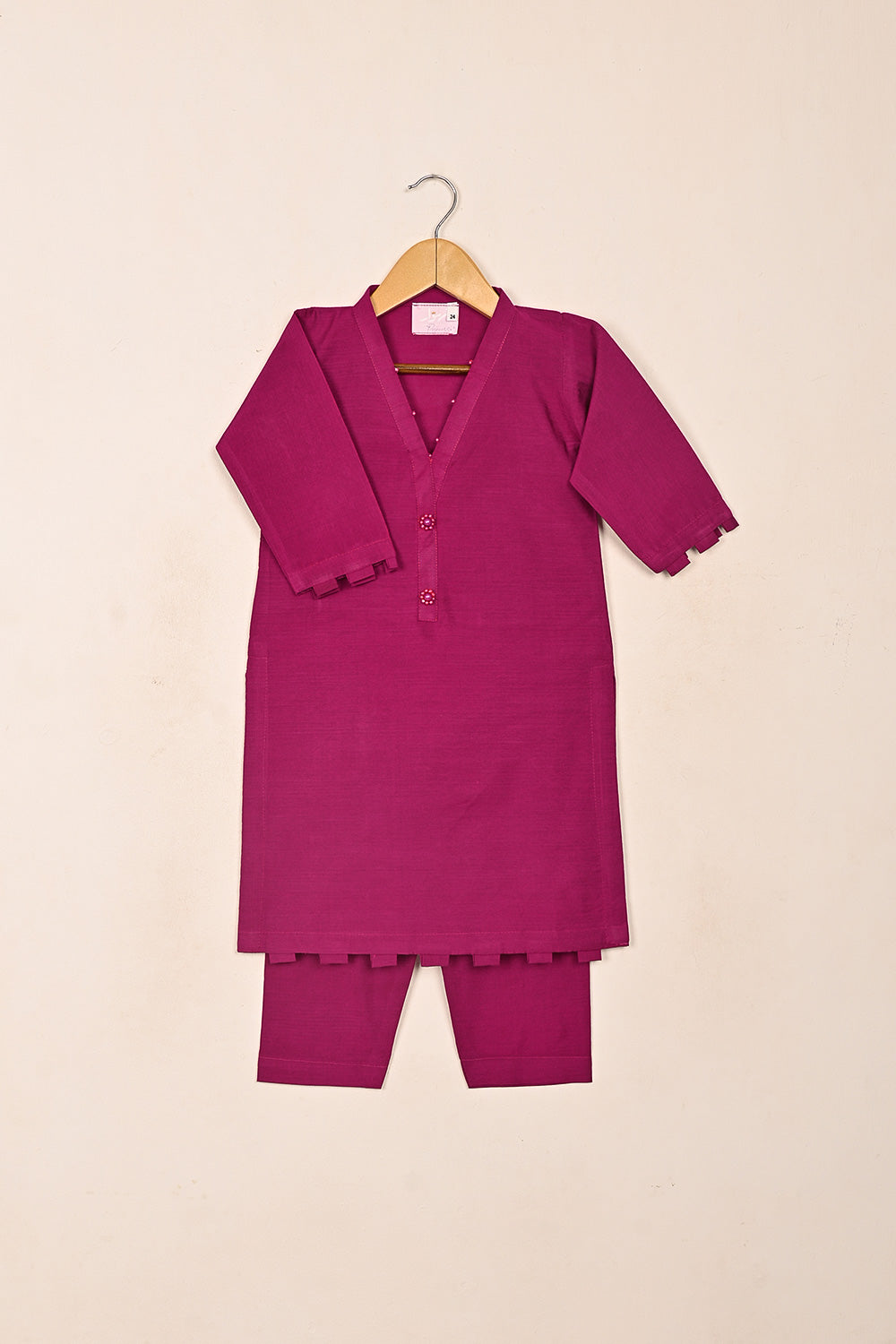 TKF-239-Fuchsia - Kids 2Pc Ready to Wear Khaddi Dress