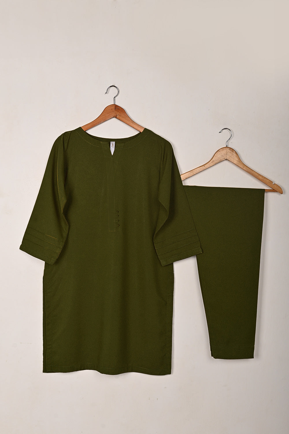 STP-225L-Moss - 2Pc Ready to Wear Malai Solid Dress