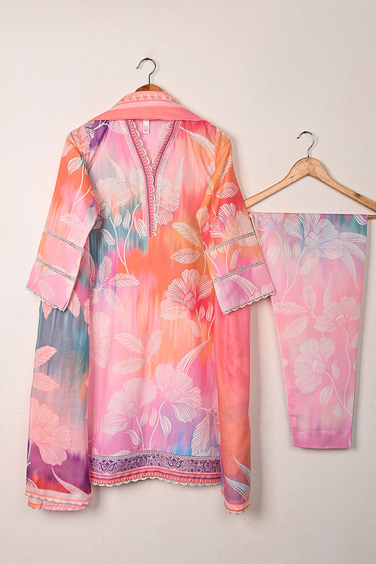 PD-01 - 3 Piece Ready To Wear Digital Printed Poly-Cam Dress